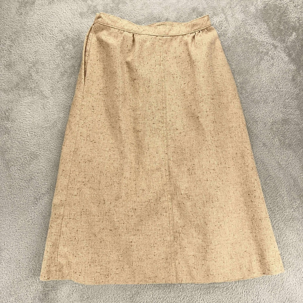 Eric Sands Vintage Style A-Line Tan Skirt with Pockets Neutral Career Wear Small